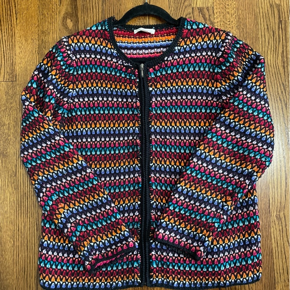 Coldwater Creek Full Zip Cardigan Sweater Multi Color Size Large - Picture 2 of 7